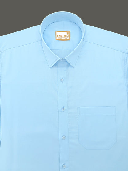 Avellino Luxurious Sky Blue Super Soft Cotton Shirt For Men