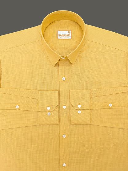 Crotone Mustard yellow Premium Cotton Formal Shirt For Men