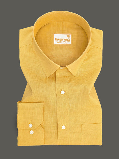 Crotone Mustard yellow Premium Cotton Formal Shirt For Men