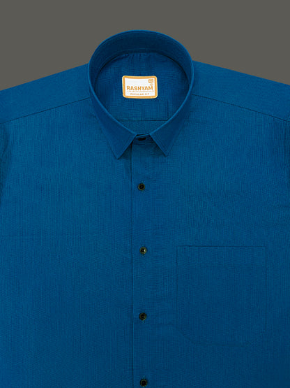 Crotone Kashmir Blue Premium 100% Cotton Formal Shirt For Men