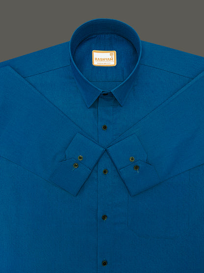 Crotone Kashmir Blue Premium 100% Cotton Formal Shirt For Men