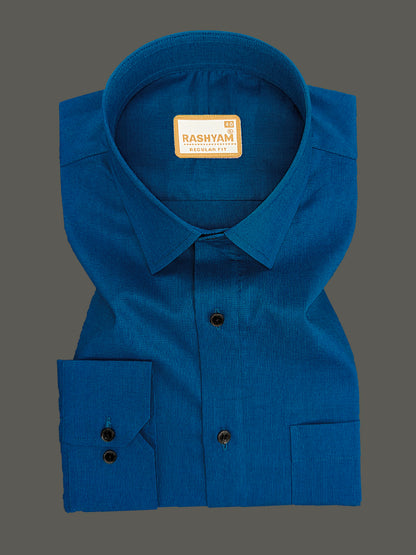 Crotone Kashmir Blue Premium 100% Cotton Formal Shirt For Men