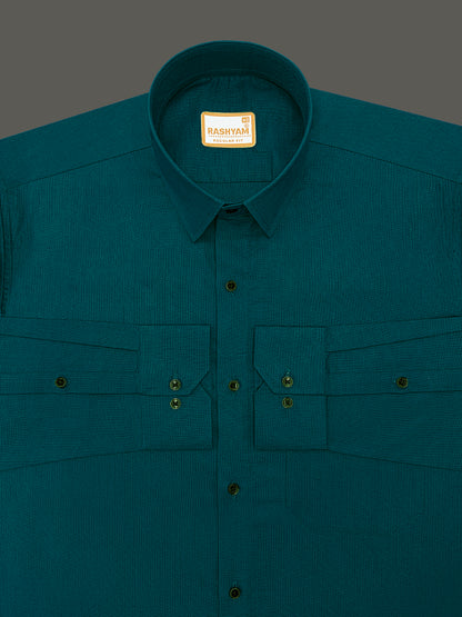 Crotone Dark Green Premium Cotton Formal Shirt For Men
