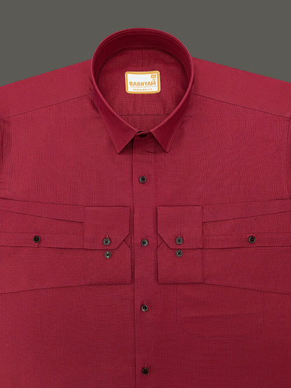 Crotone Crimson Maroon Premium Cotton Formal Shirt For Men