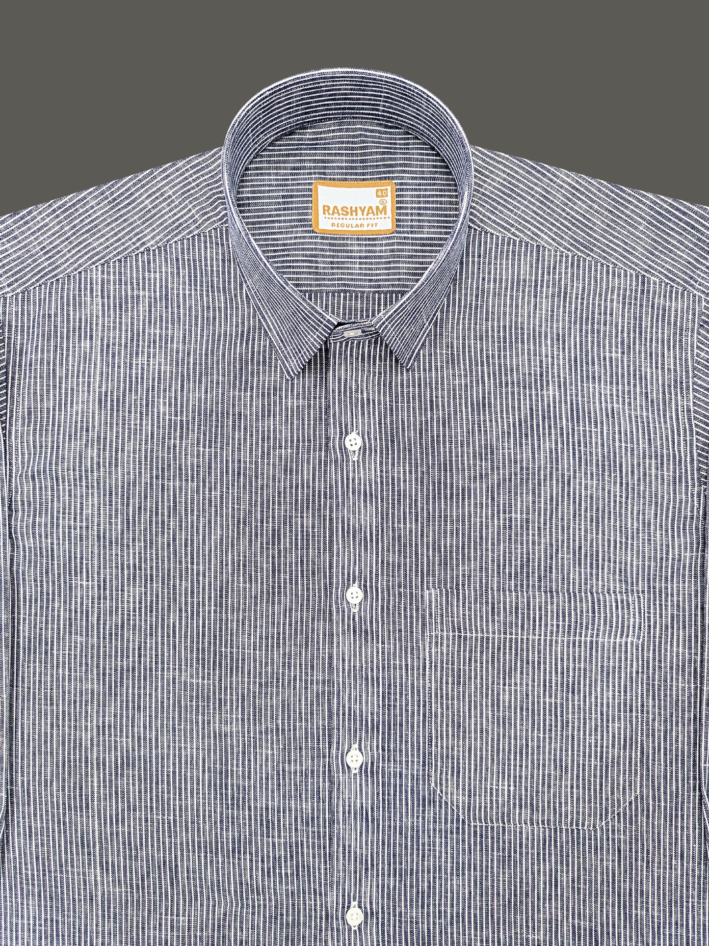 Premium Linen Cotton Multi White Line On Navy Blue Formal Shirt For men