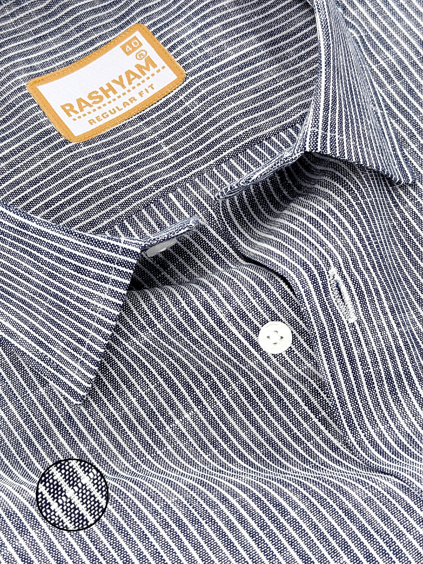 Premium Linen Cotton Multi White Line On Navy Blue Formal Shirt For men