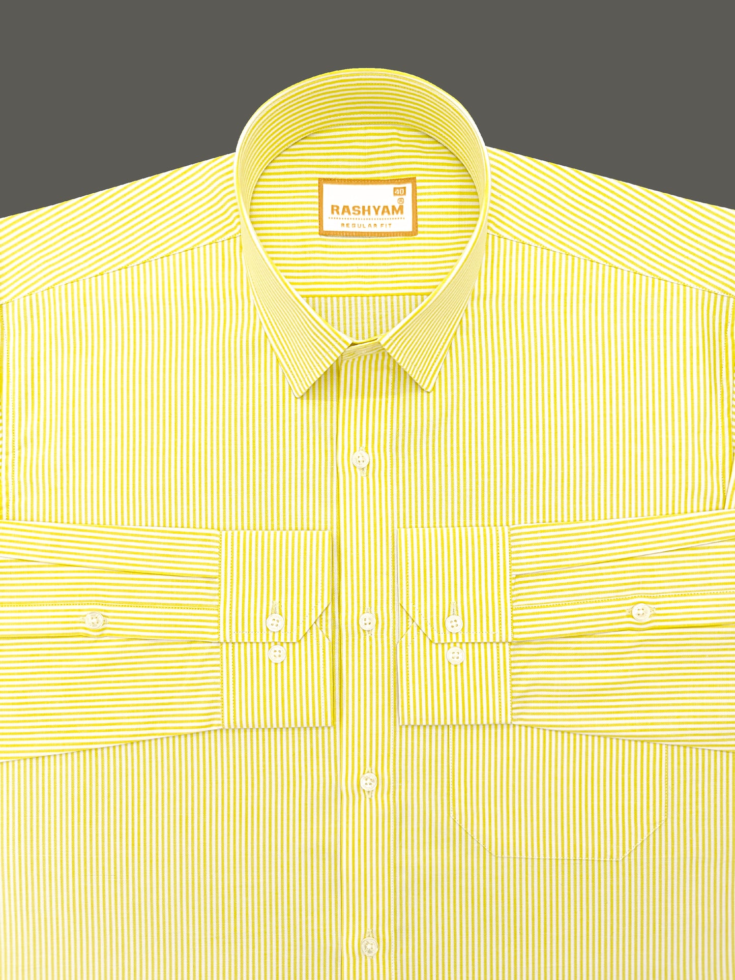 Malcesine Luxurious Cotton Yellow Stripes Formal Shirt