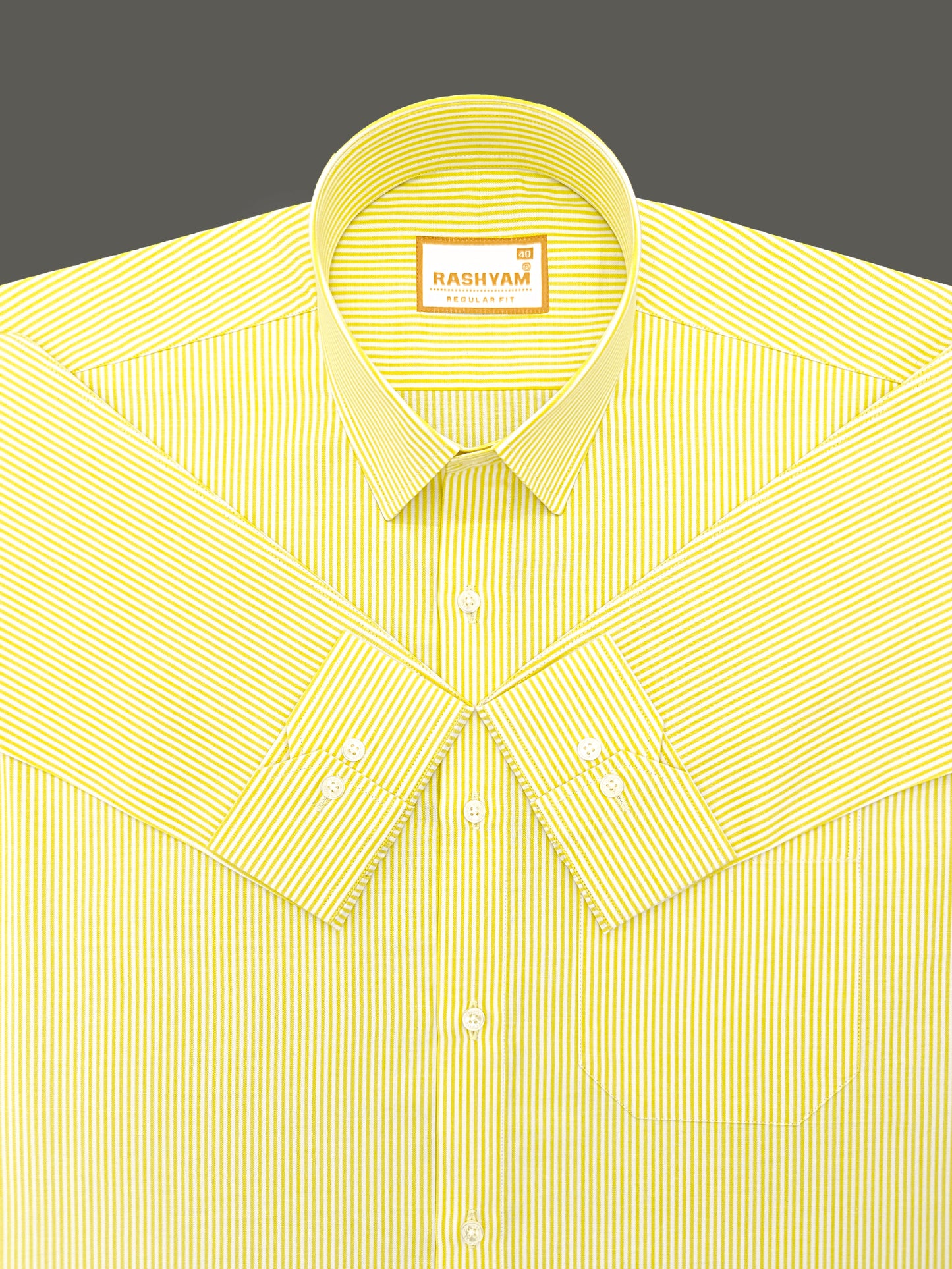 Malcesine Luxurious Cotton Yellow Stripes Formal Shirt