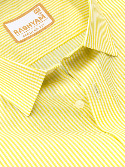 Malcesine Luxurious Cotton Yellow Stripes Formal Shirt