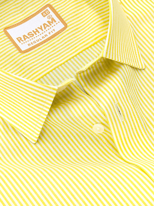 Malcesine Luxurious Cotton Yellow Stripes Formal Shirt
