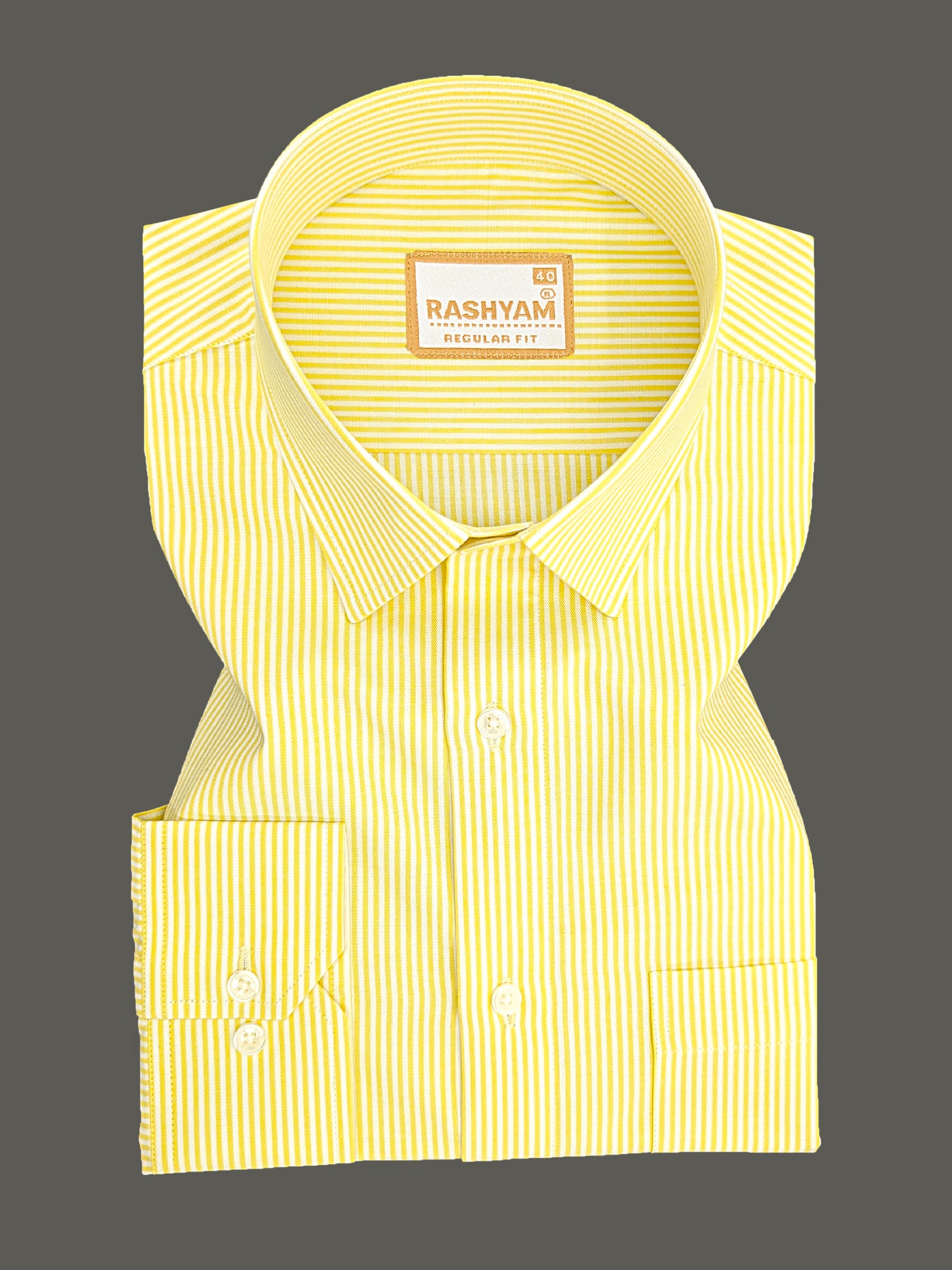Malcesine Luxurious Cotton Yellow Stripes Formal Shirt