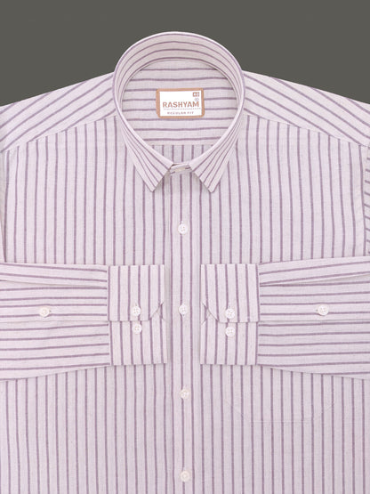 Premium Natural Linen Cotton With Burgundy Stripes Formal Shirt