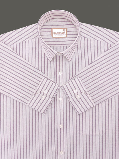 Premium Natural Linen Cotton With Burgundy Stripes Formal Shirt