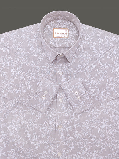 Olivetta Italian Premium Linen Dusty Pearl Printed Formal Shirt For Men
