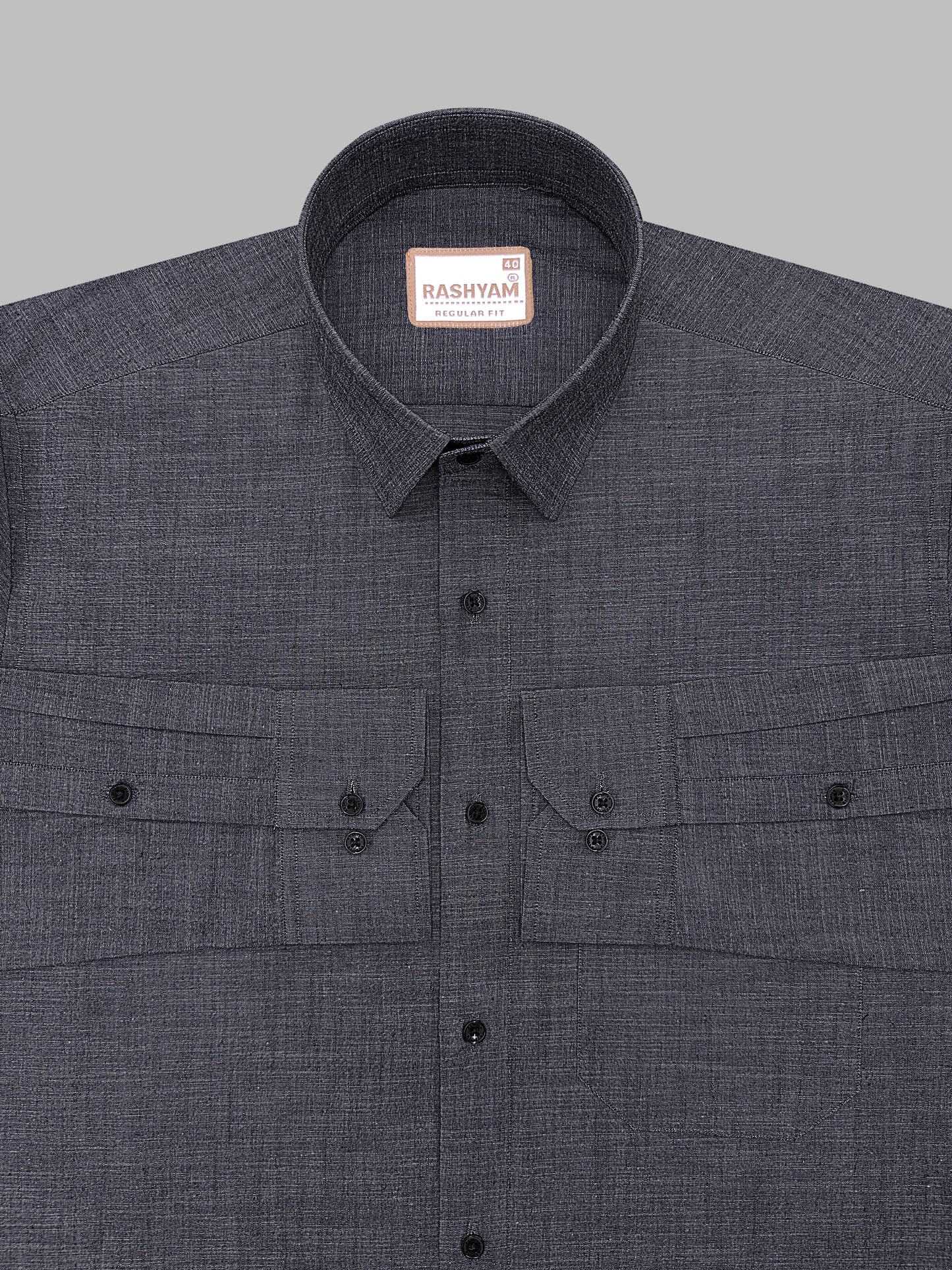 Velmora Luxurious Linen Cotton Fuscous Grey Formal Shirt For Men