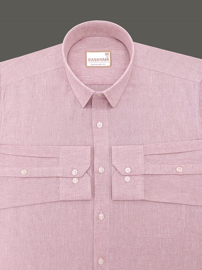 Velmora Luxurious Linen Cotton Pastel Pink Formal Shirt For Men