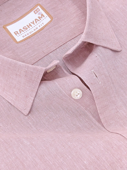 Velmora Luxurious Linen Cotton Pastel Pink Formal Shirt For Men