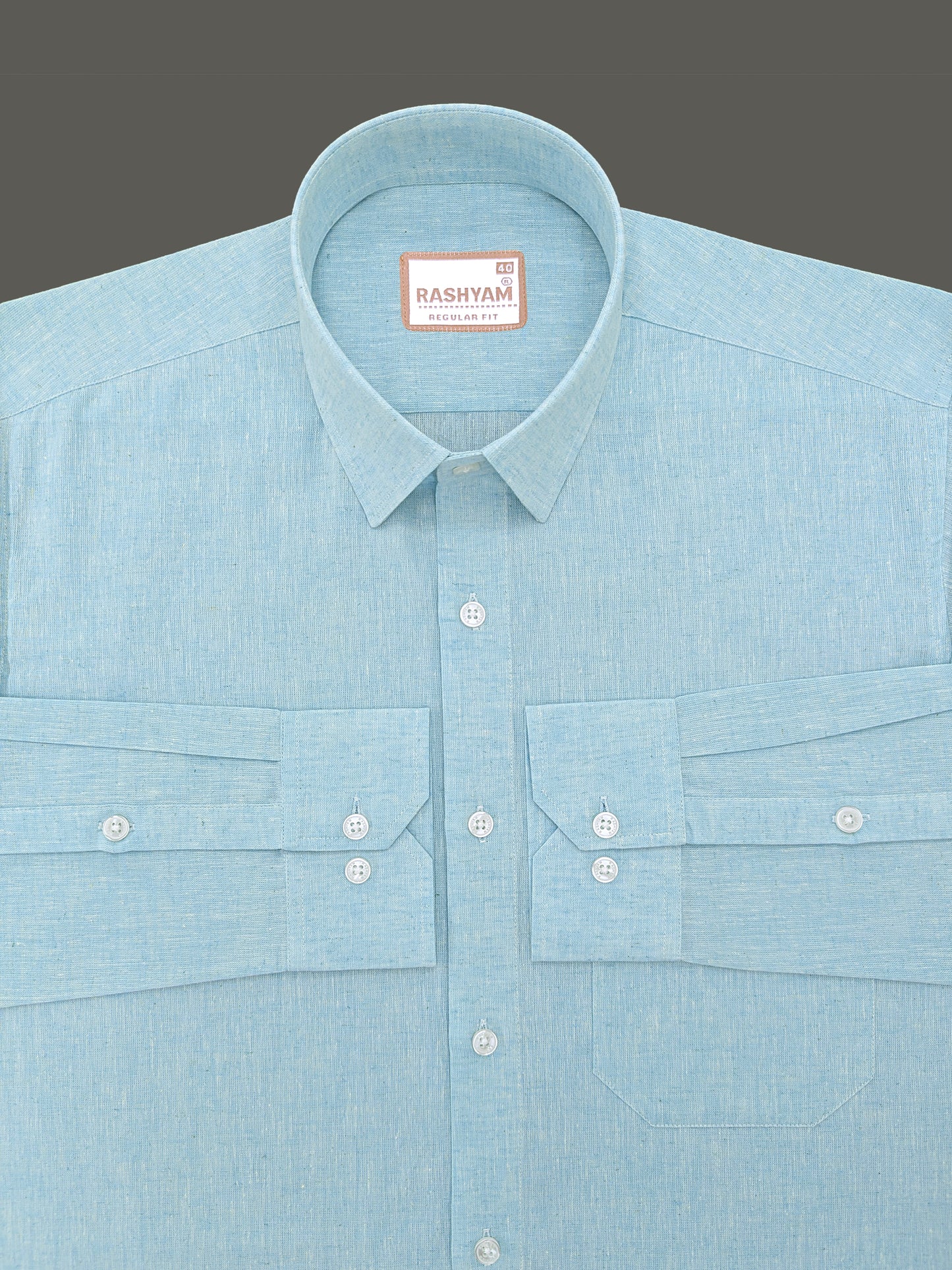 Velmora Luxurious Linen Cotton Soft Aqua Blue Formal Shirt For Men