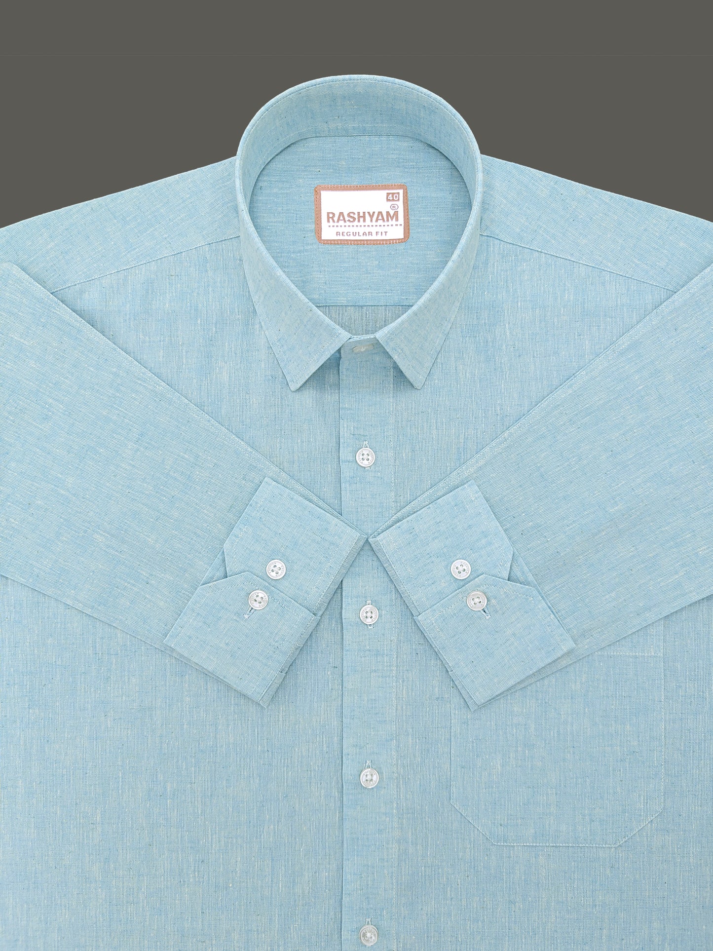 Velmora Luxurious Linen Cotton Soft Aqua Blue Formal Shirt For Men