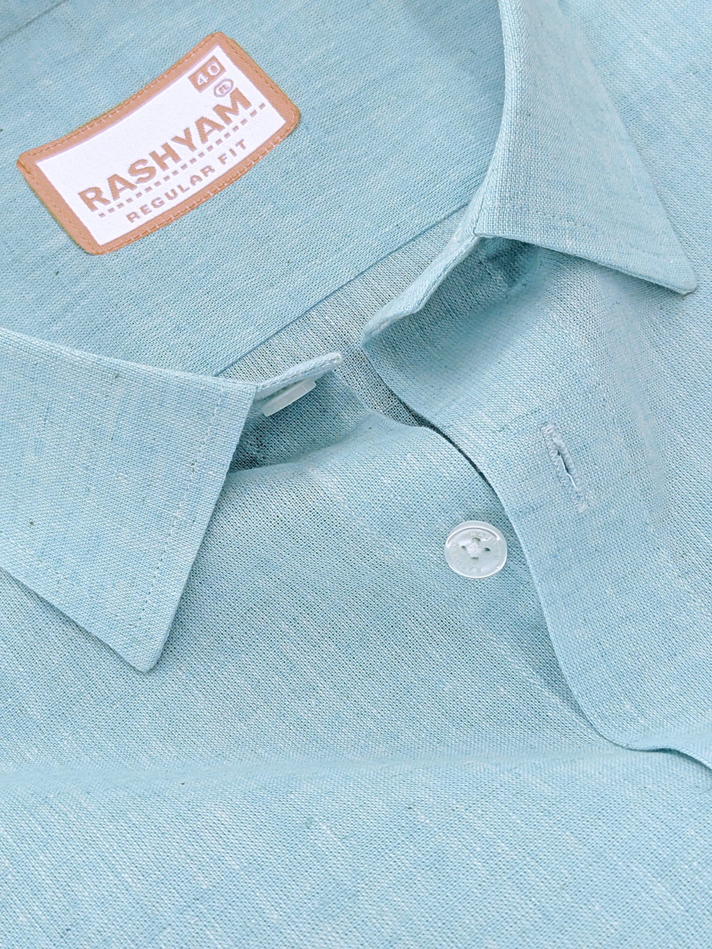 Velmora Luxurious Linen Cotton Soft Aqua Blue Formal Shirt For Men