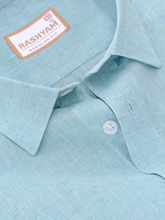 Velmora Luxurious Linen Cotton Soft Aqua Blue Formal Shirt For Men