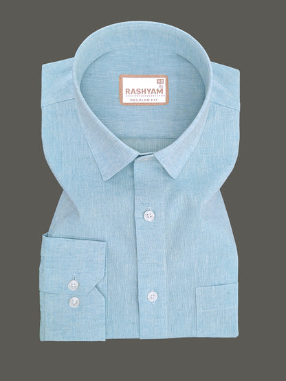 Velmora Luxurious Linen Cotton Smalt Blue Formal Shirt For Men