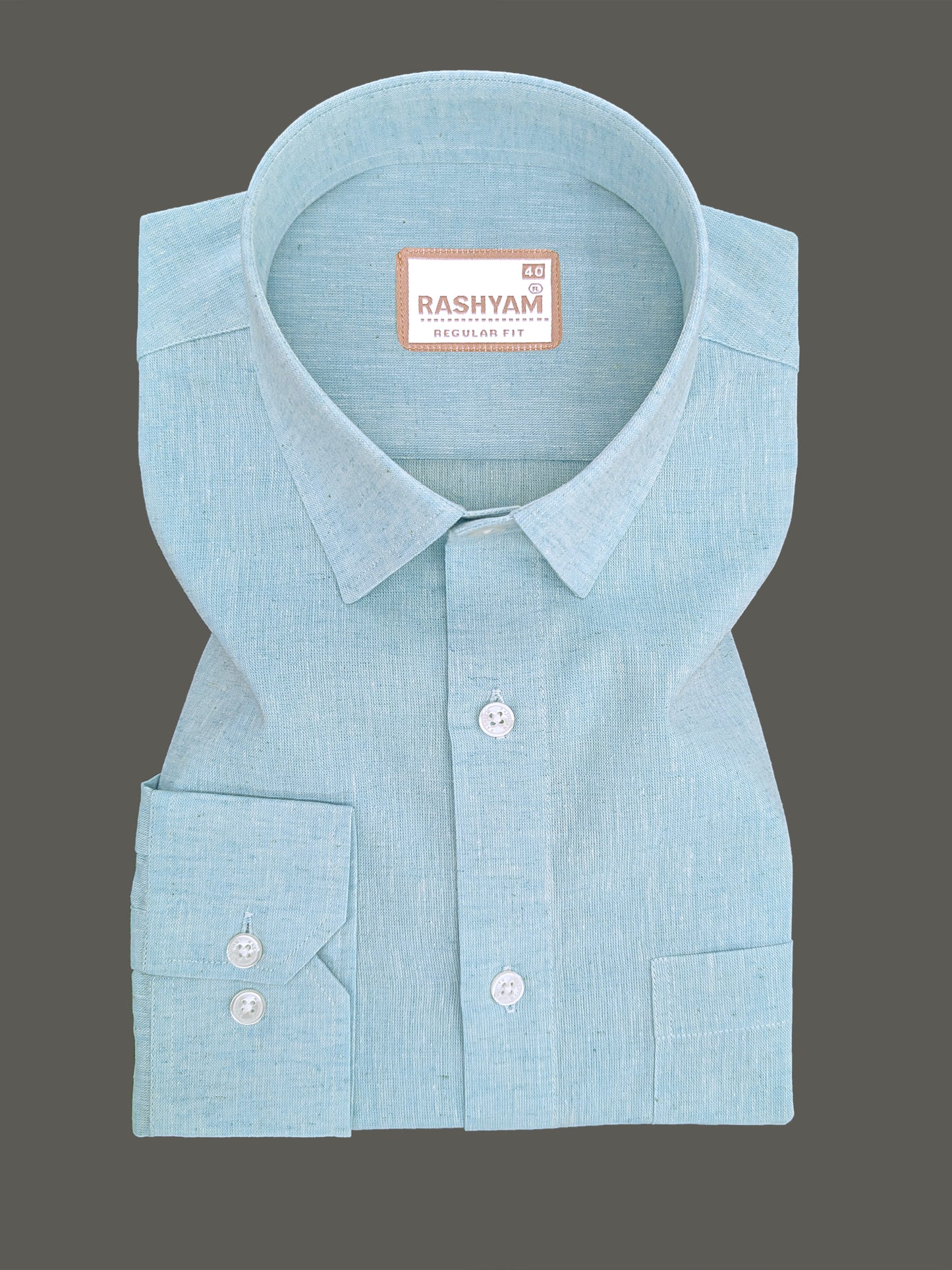 Velmora Luxurious Linen Cotton Soft Aqua Blue Formal Shirt For Men