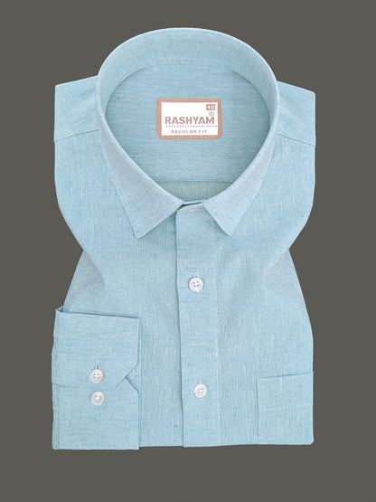 Velmora Luxurious Linen Cotton Soft Aqua Blue Formal Shirt For Men
