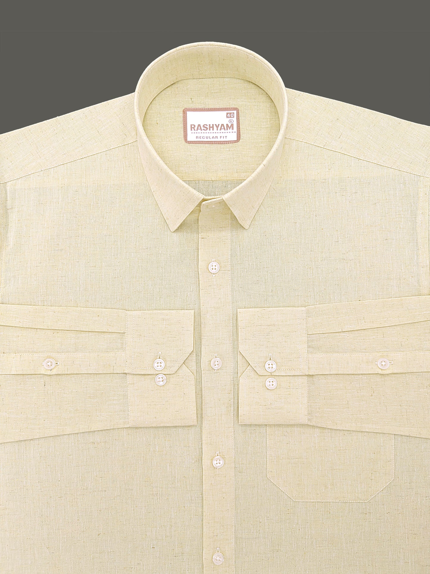 Velmora Luxurious Linen Cotton Light Cream Formal Shirt For Men