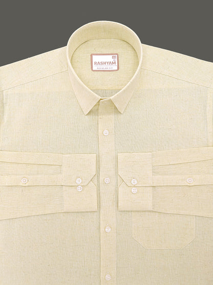 Velmora Luxurious Linen Cotton Light Cream Formal Shirt For Men