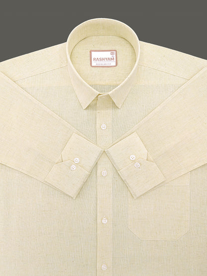Velmora Luxurious Linen Cotton Light Cream Formal Shirt For Men