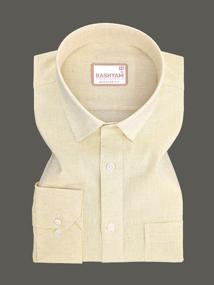 Velmora Luxurious Linen Cotton Light Cream Formal Shirt For Men