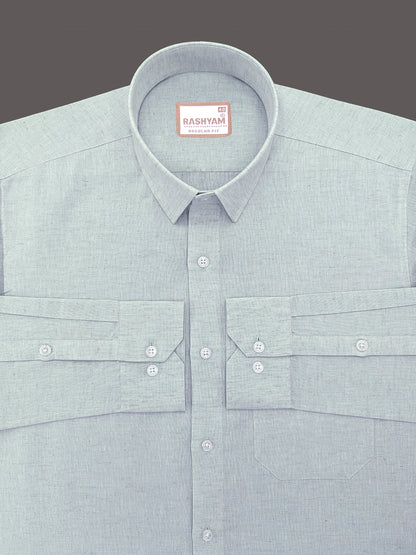 Velmora Luxurious Linen Cotton Iron Grey Formal Shirt For Men