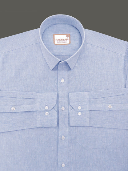 Velmora Luxurious Linen Cotton Ice Blue Formal Shirt For Men