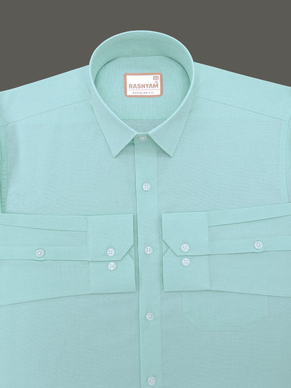 Abruzzo Premium Bright Cyan Linen Formal Shirt