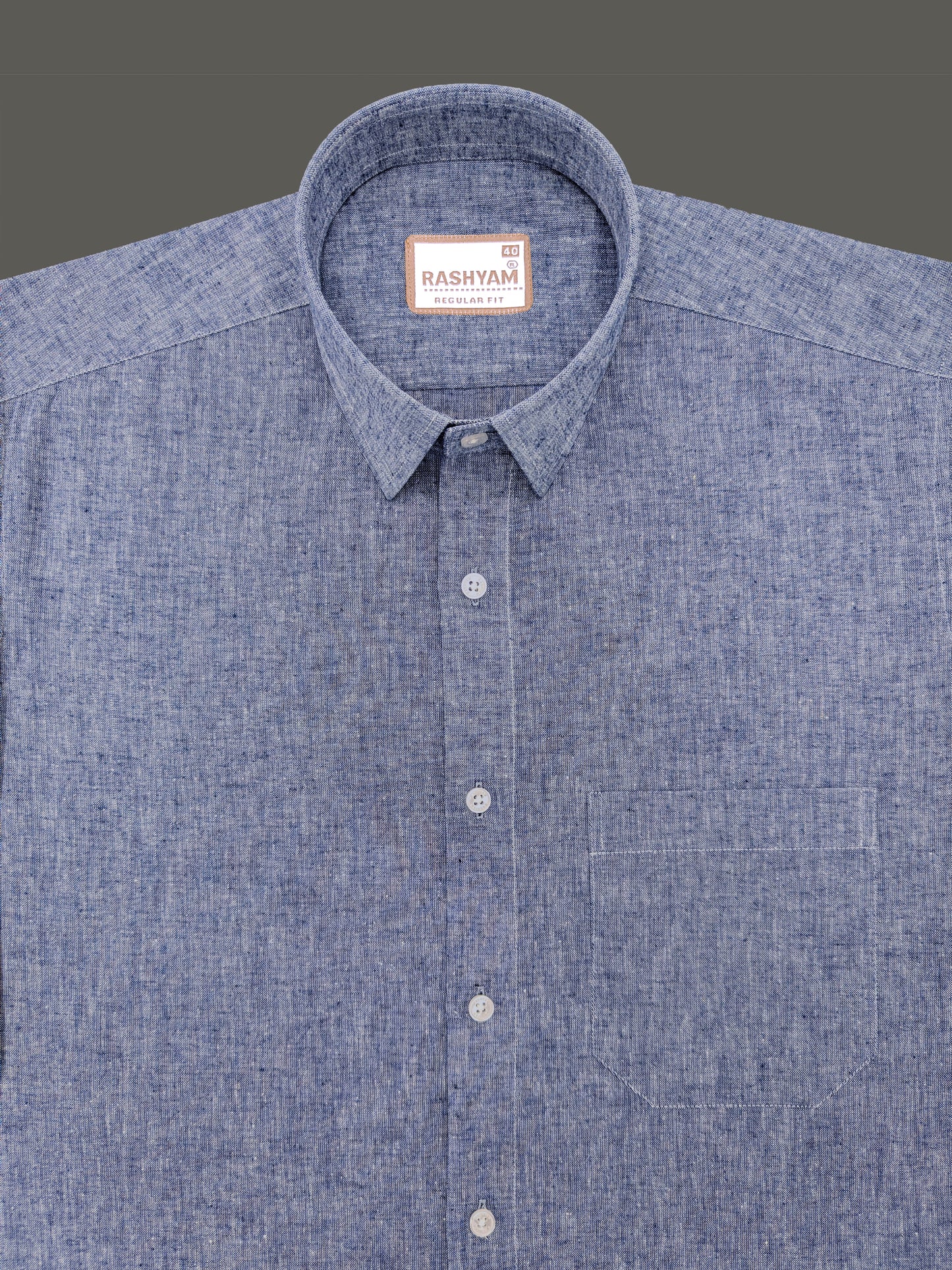 Velmora Luxurious Linen Cotton Dark Denim Blue Formal Shirt For Men