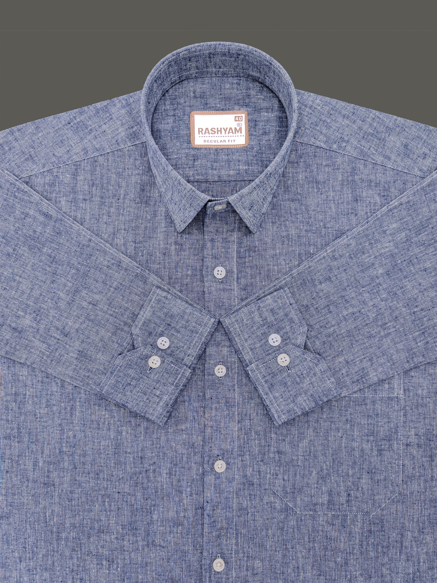 Velmora Luxurious Linen Cotton Dark Denim Blue Formal Shirt For Men