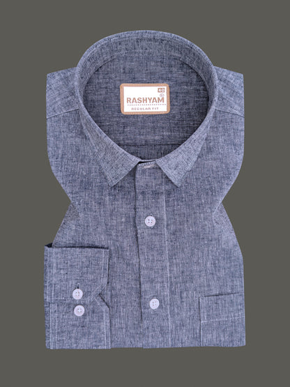 Velmora Luxurious Linen Cotton Dark Denim Blue Formal Shirt For Men