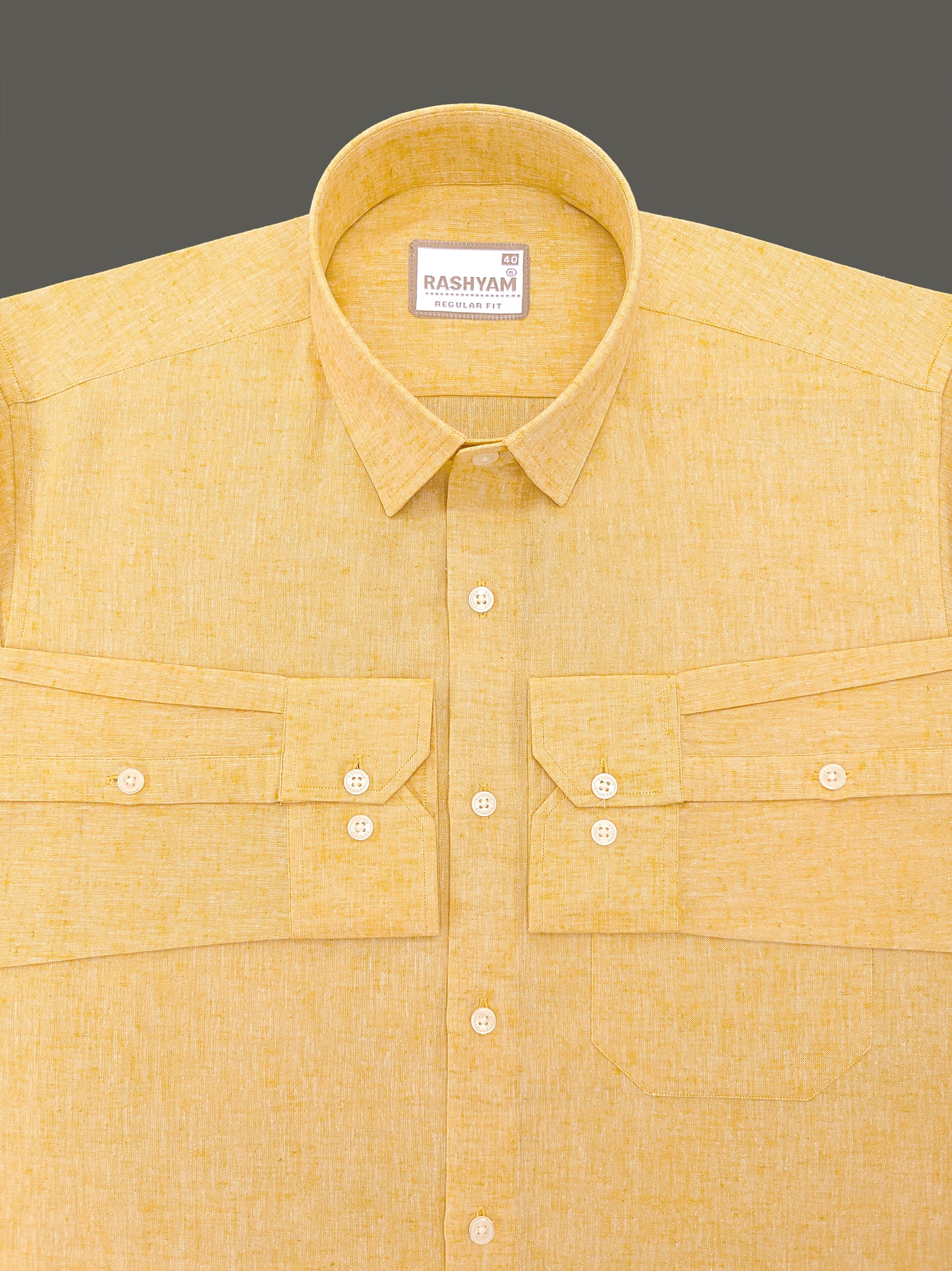 Velmora Luxurious Linen Cotton Golden Yellow Formal Shirt For Men