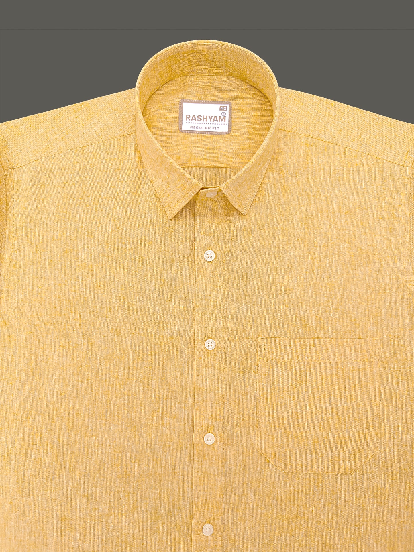 Velmora Luxurious Linen Cotton Golden Yellow Formal Shirt For Men