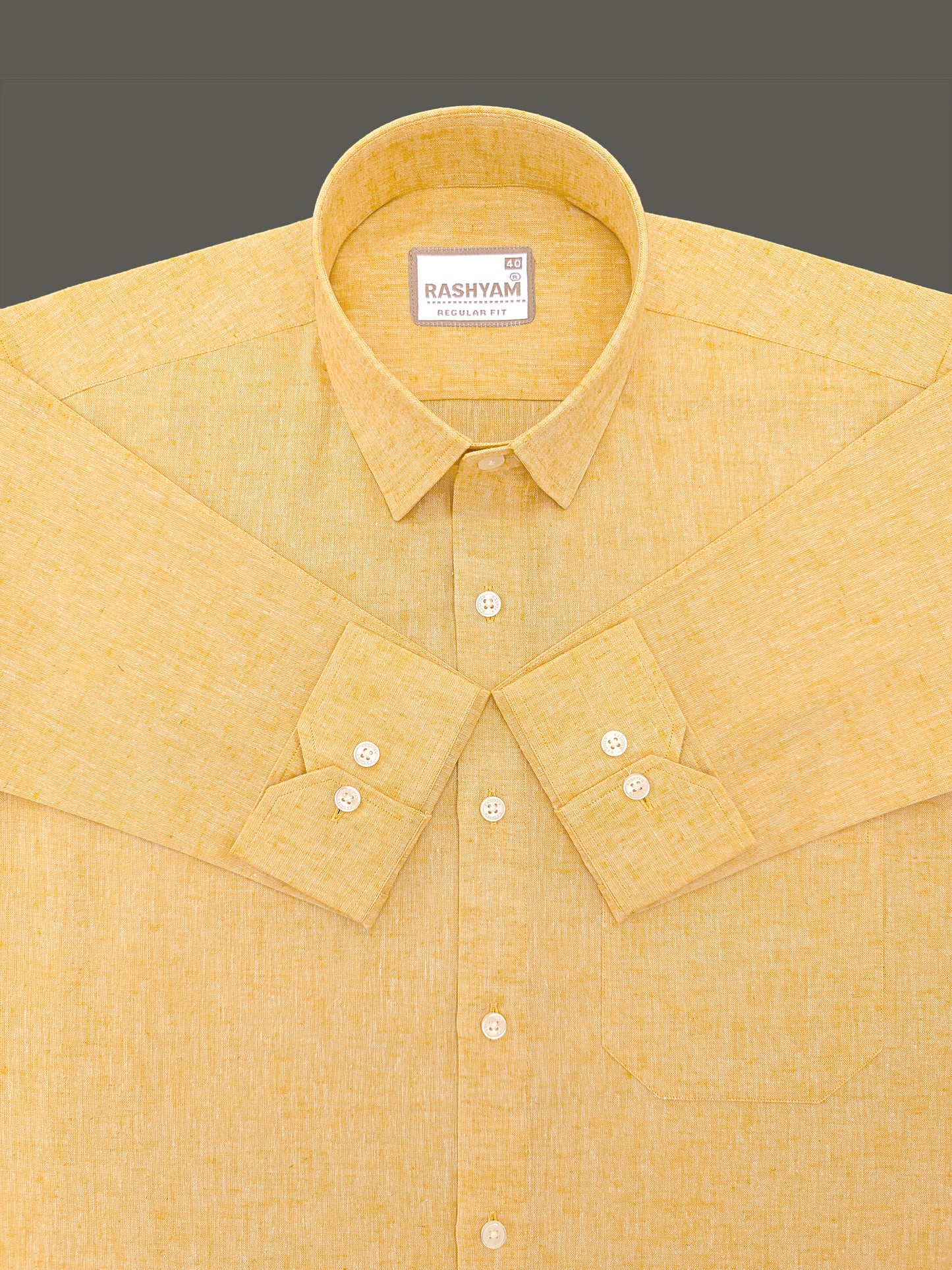 Velmora Luxurious Linen Cotton Golden Yellow Formal Shirt For Men