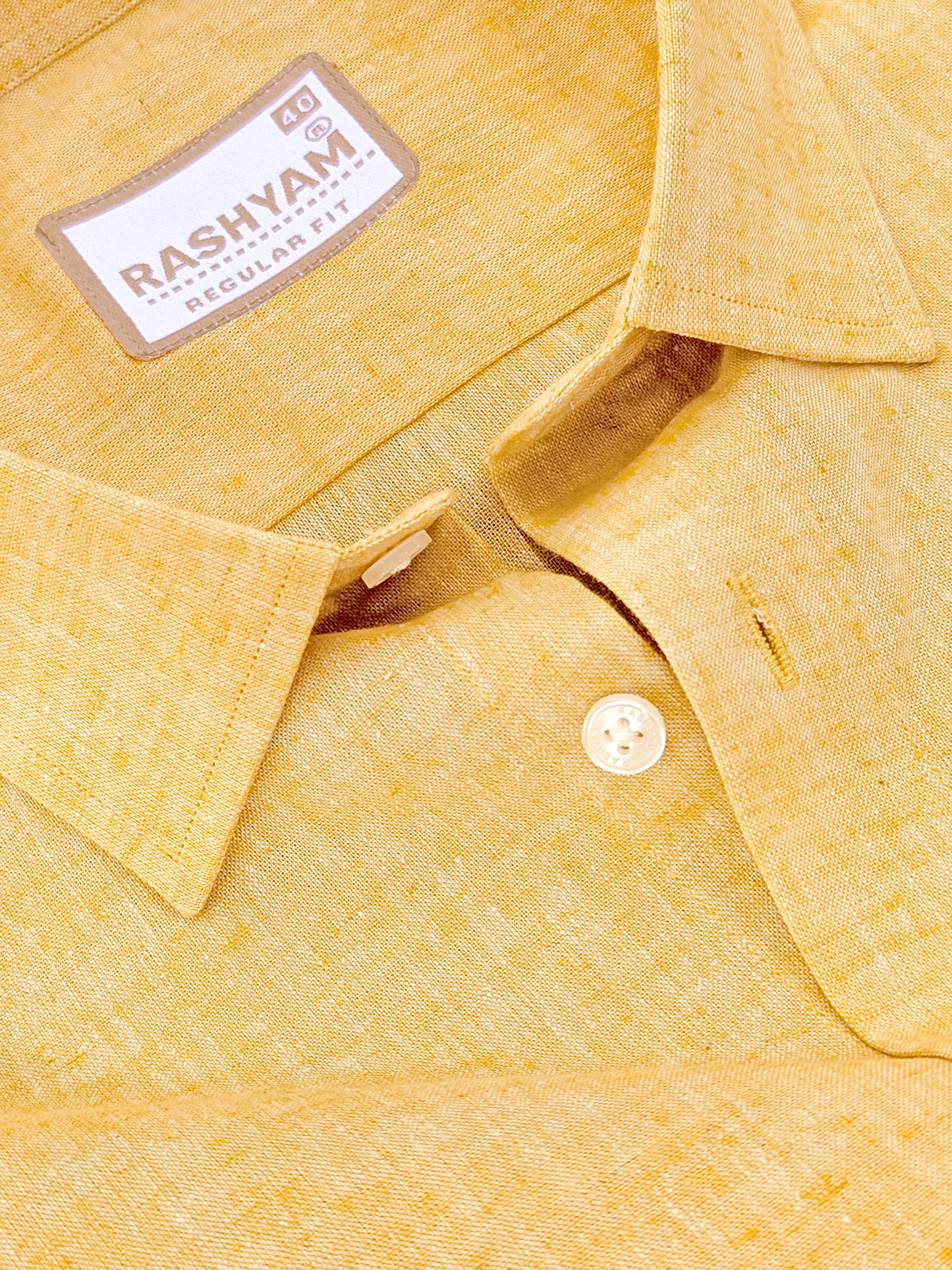 Velmora Luxurious Linen Cotton Golden Yellow Formal Shirt For Men