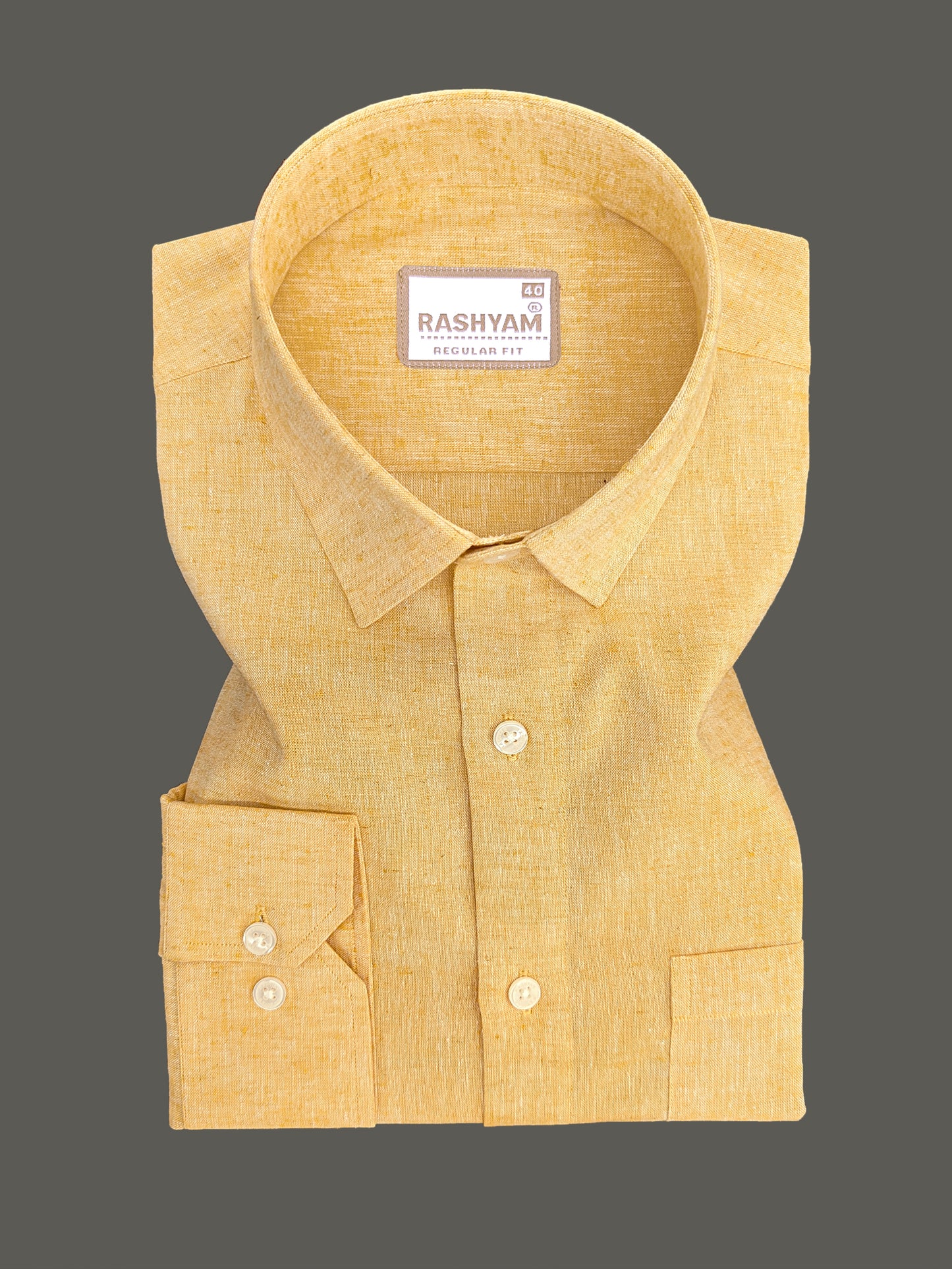Velmora Luxurious Linen Cotton Golden Yellow Formal Shirt For Men