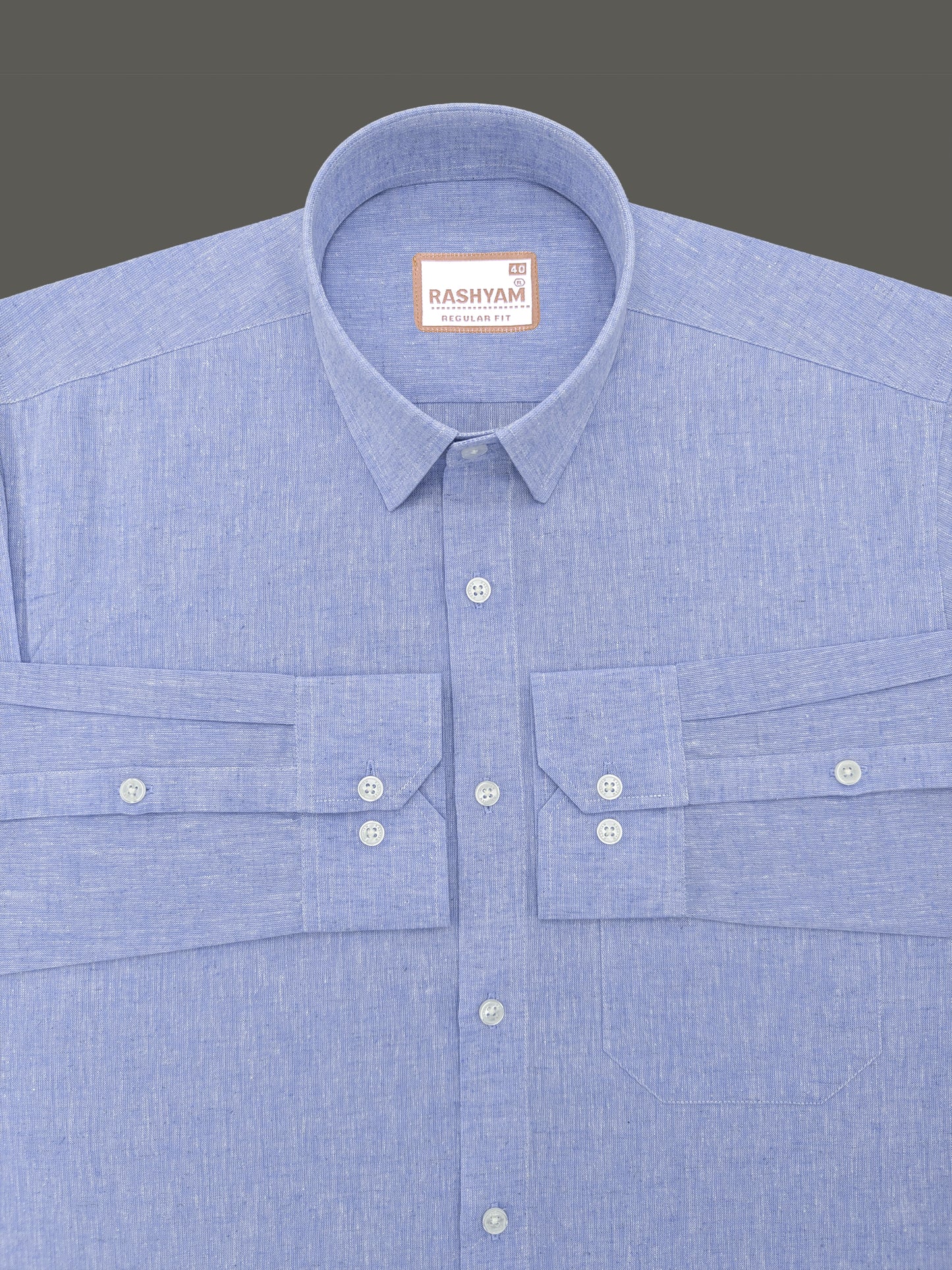 Velmora Luxurious Linen Cotton Soft Denim Blue Formal Shirt For Men