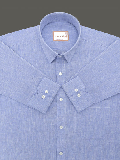 Velmora Luxurious Linen Cotton Soft Denim Blue Formal Shirt For Men