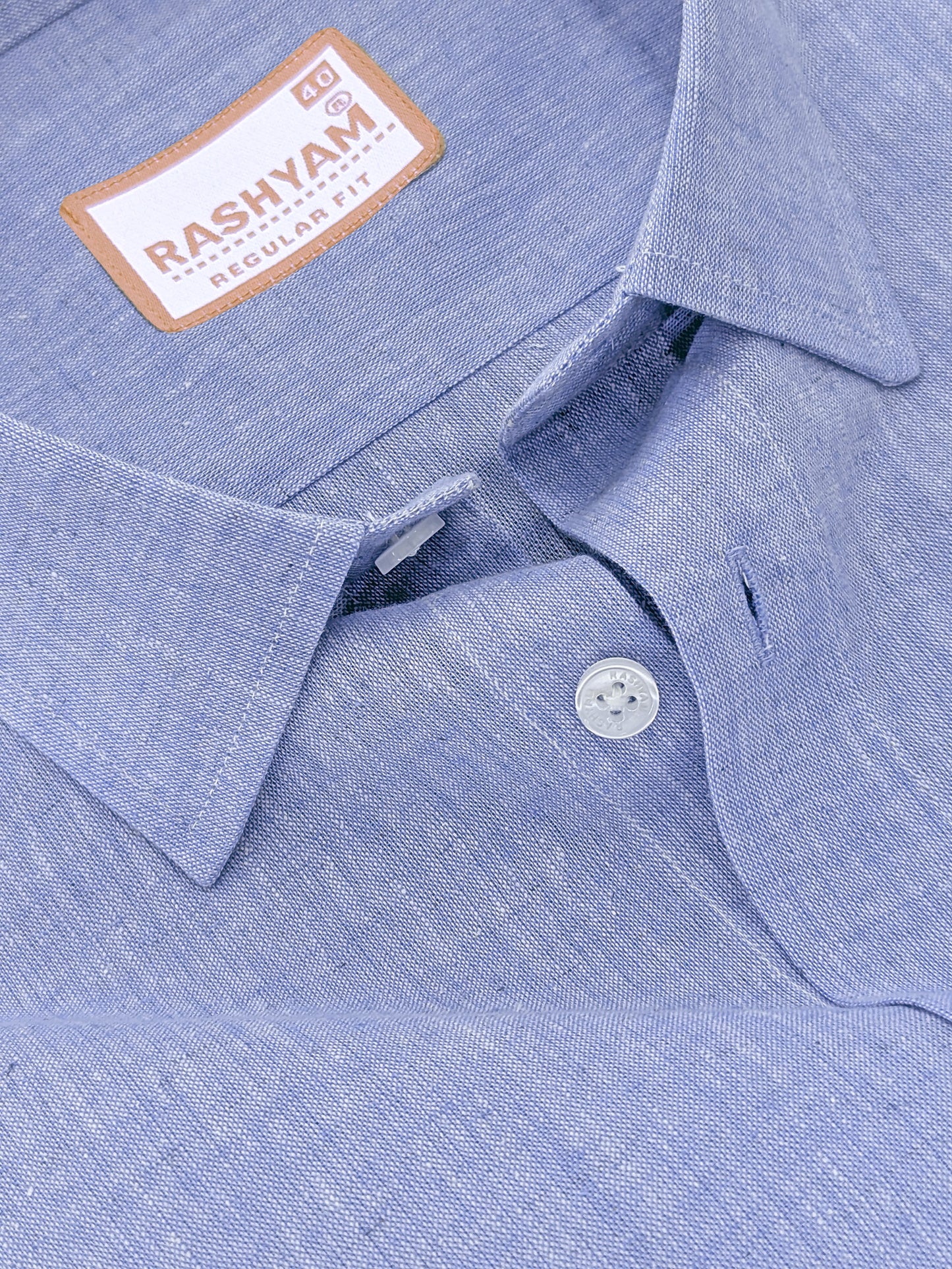 Velmora Luxurious Linen Cotton Soft Denim Blue Formal Shirt For Men