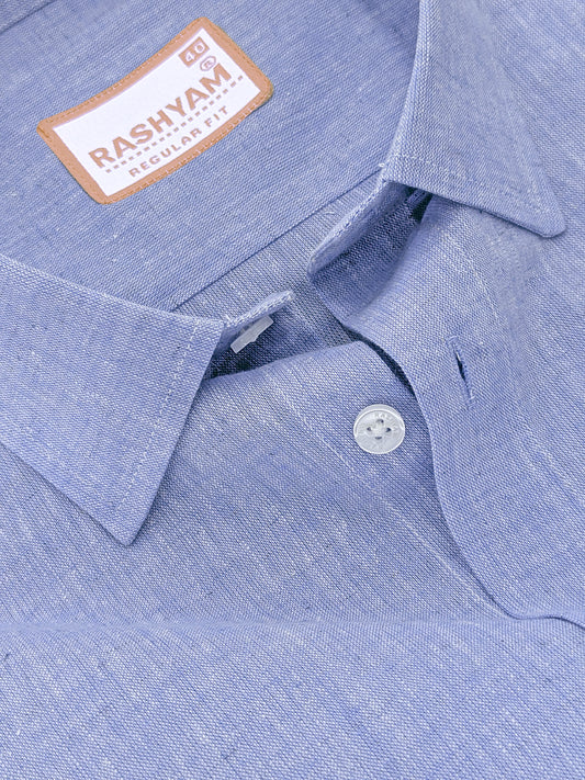 Velmora Luxurious Linen Cotton Soft Denim Blue Formal Shirt For Men