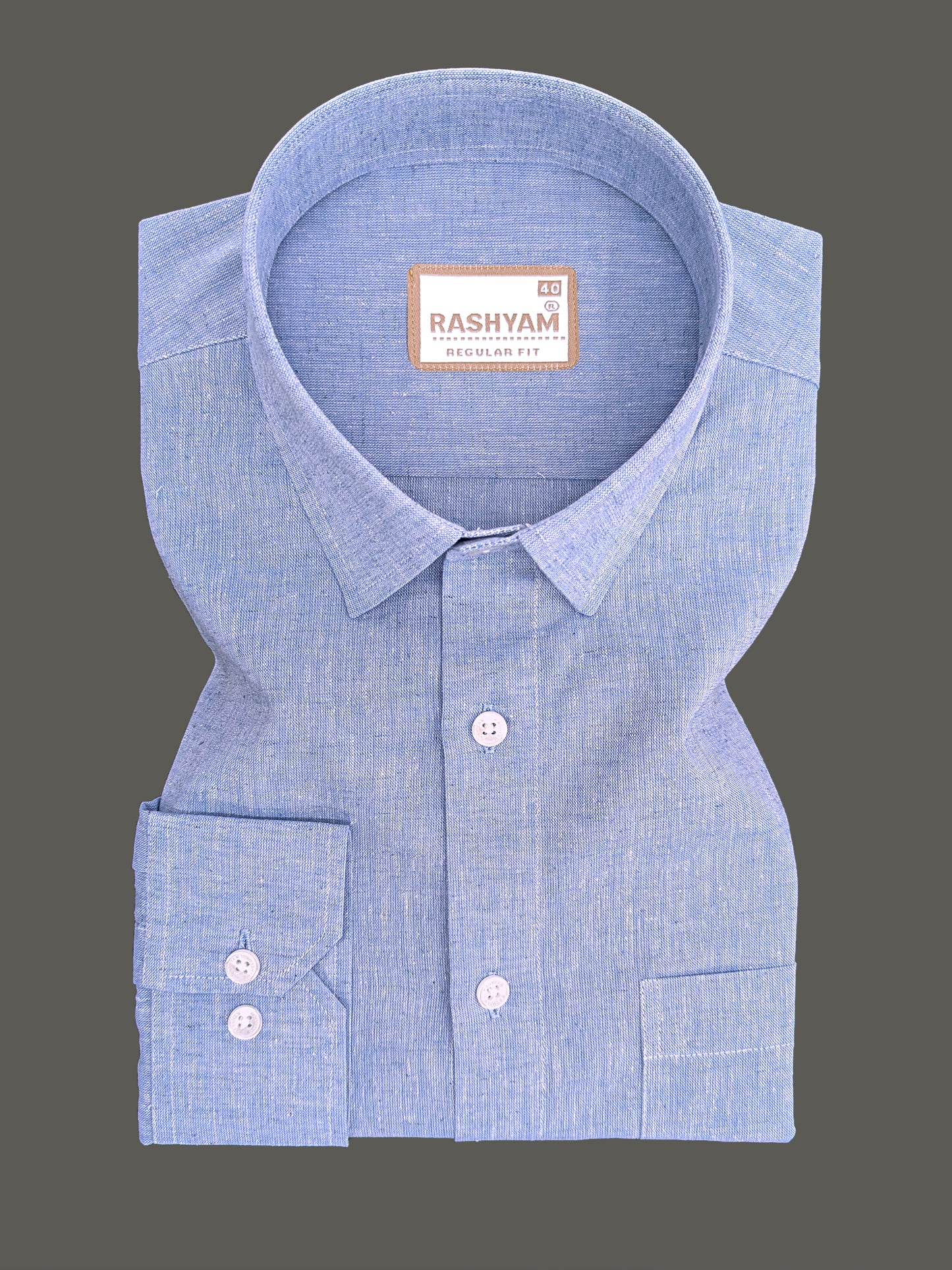 Velmora Luxurious Linen Cotton Soft Denim Blue Formal Shirt For Men