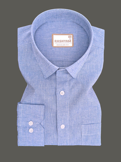 Velmora Luxurious Linen Cotton Soft Denim Blue Formal Shirt For Men