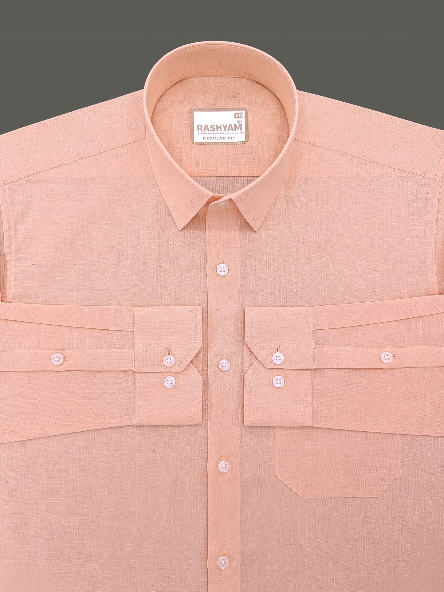 Velmora Luxurious Linen Cotton Desert Peach Formal Shirt For Men